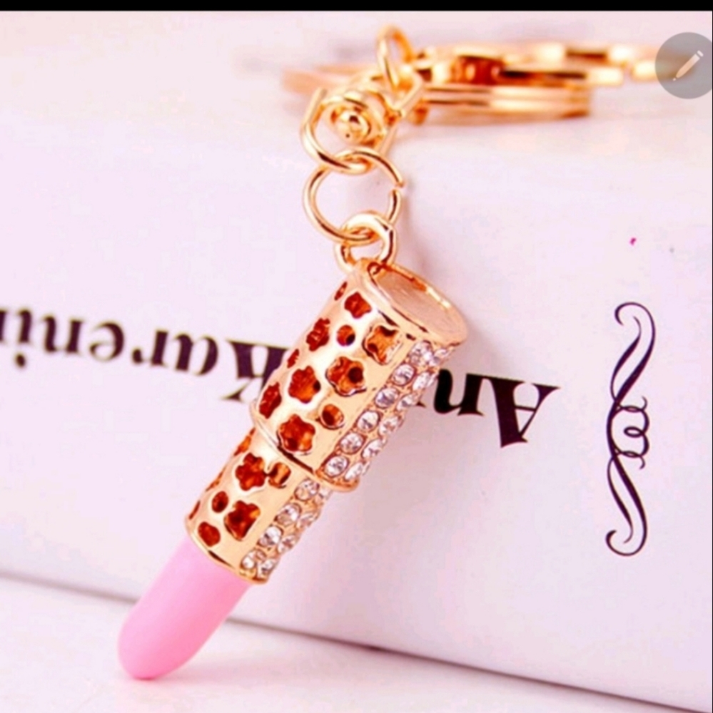 Pink Lipstick Key Chain Holder